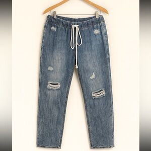 Easel Distressed Pull On Draw String Pants NWT